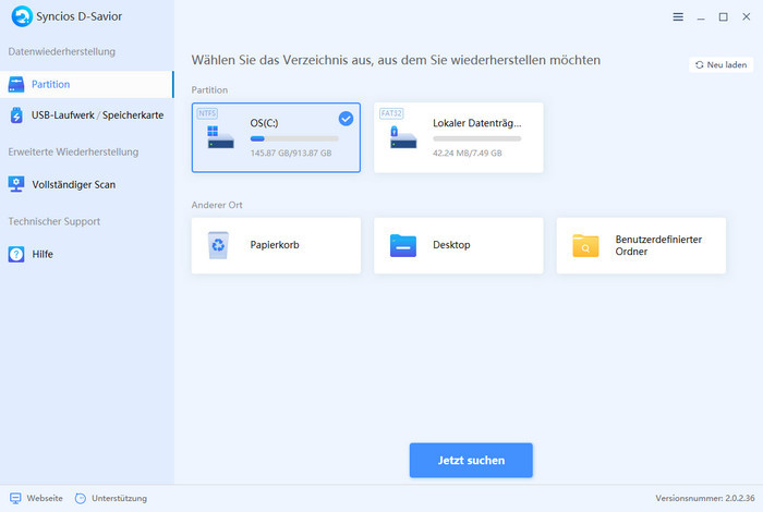 Schnellscan + Tiefenscan