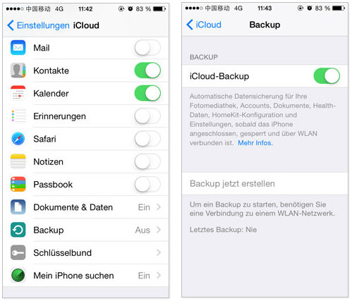 Mit iCloud iPhone Kontakte sichern