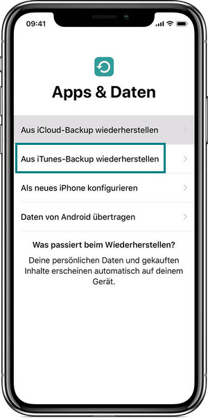 Wiederherstellen von iTunes-Backup auf iPhone 11
