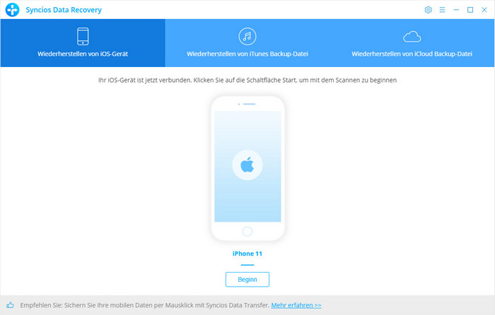 Verbinden Sie das iOS-Gerät mit der iOS-Datenwiederherstellung