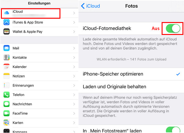 iCloud einstellen